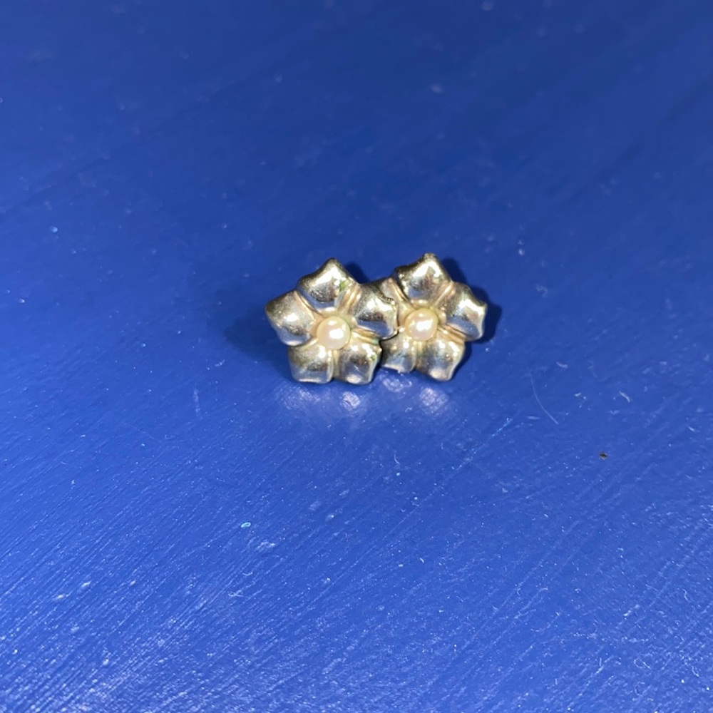 Tiffany & Co Sterling and Pearl Flower earrings